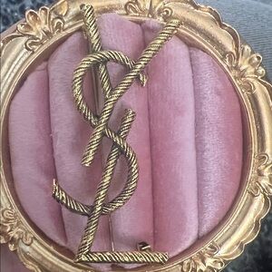 Yves Saint Laurent Gold Brooch YSL new pin